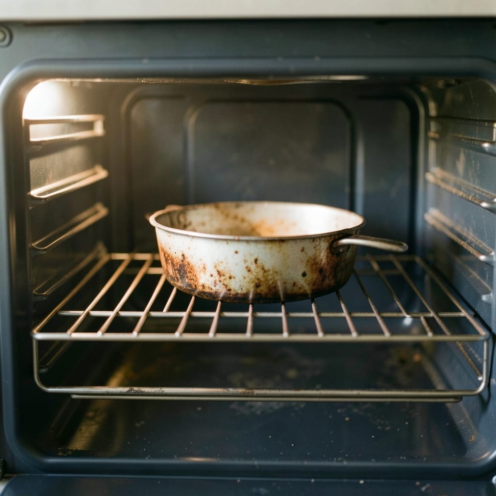 An ordinary home oven with one tin in it
